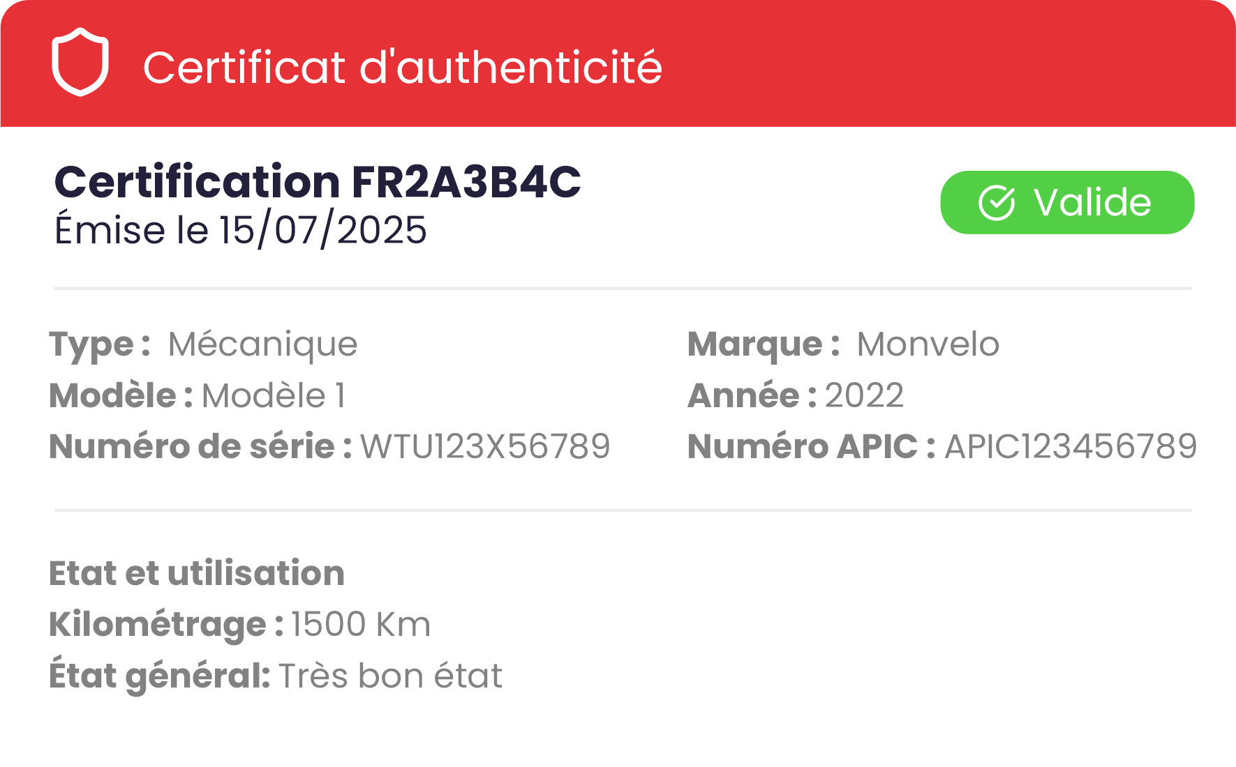 Certificat vélo